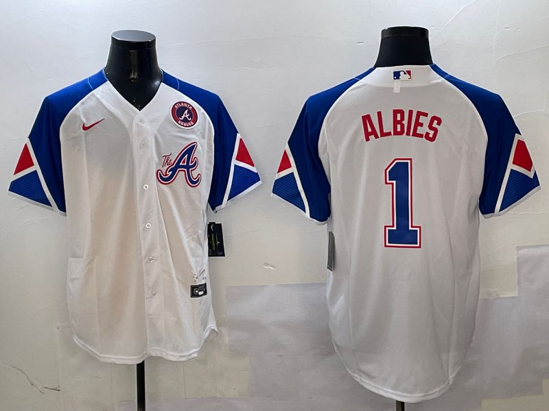 Men Atlanta Braves #1 Albies White City Edition 2025 Nike MLB Jersey style 3->atlanta braves->MLB Jersey